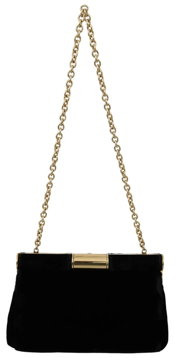 Dolce & Gabbana Women's Velvet Evening Party Crossbody with Crystal Studs