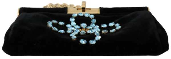 Dolce & Gabbana Women's Velvet Evening Party Crossbody with Crystal Studs