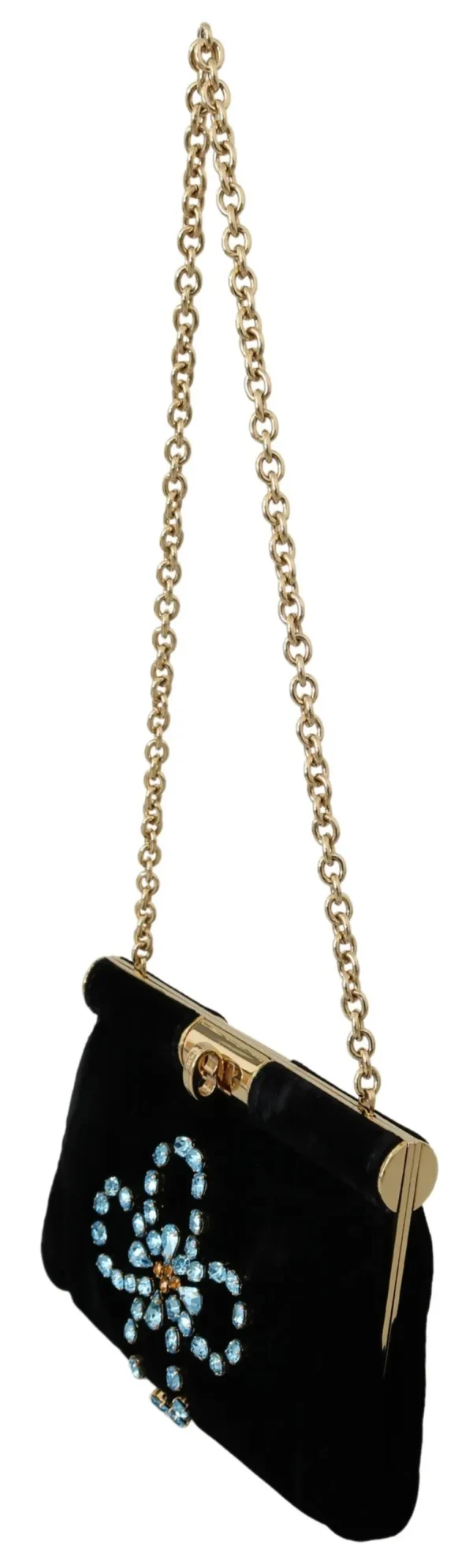 Dolce & Gabbana Women's Velvet Evening Party Crossbody with Crystal Studs