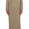 Dolce & Gabbana Women's Beige Floral Lace Long Sleeve Maxi Dress