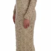 Dolce & Gabbana Women's Beige Floral Lace Long Sleeve Maxi Dress