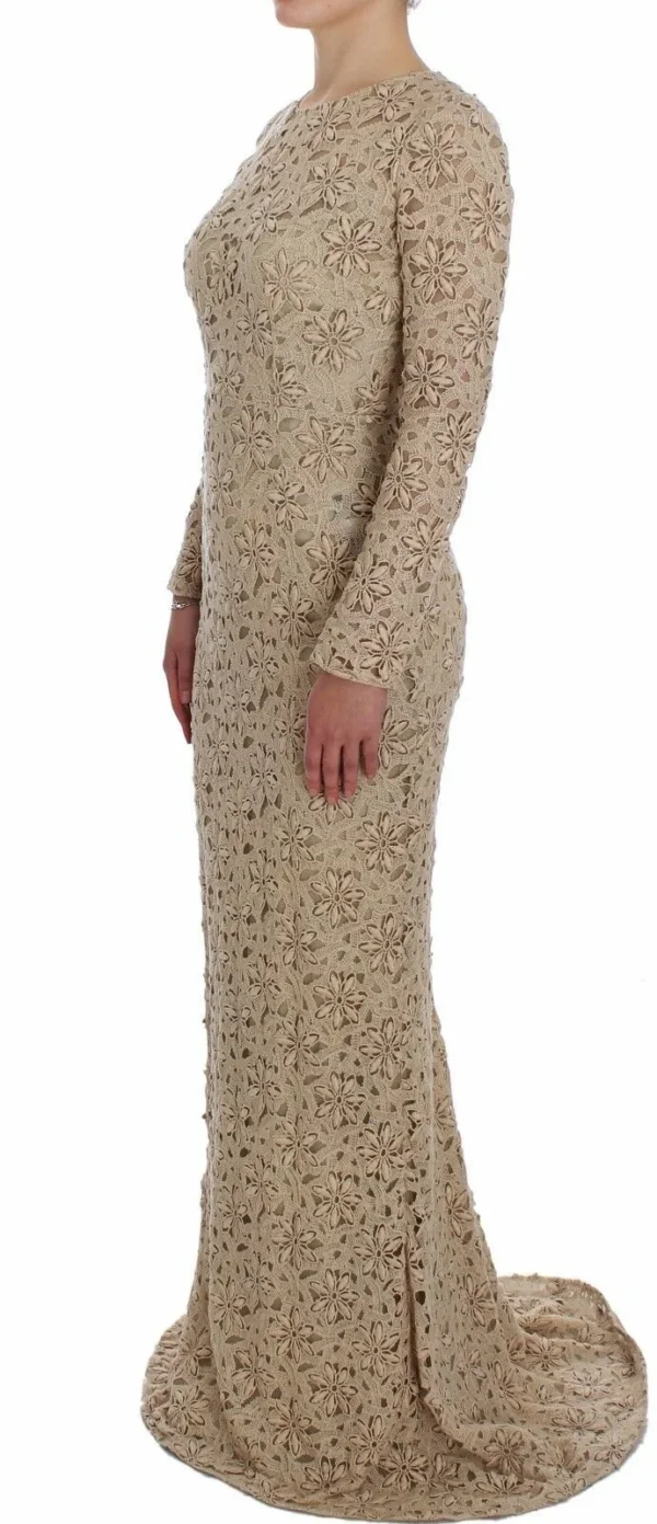 Dolce & Gabbana Women's Beige Floral Lace Long Sleeve Maxi Dress