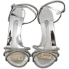 Dolce & Gabbana Women's Silver Leather Ankle Strap Sandals with Crystals