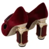 Dolce & Gabbana Women's Red Velvet Crystal-Embellished Mary Janes Heels