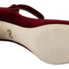 Dolce & Gabbana Women's Red Velvet Crystal-Embellished Mary Janes Heels