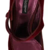 Dolce & Gabbana Women's Red Velvet Crystal-Embellished Mary Janes Heels
