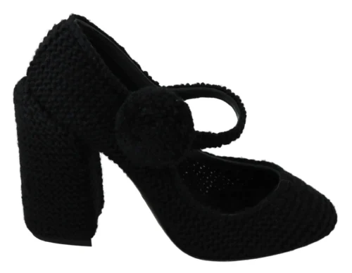 Dolce & Gabbana Women's Chic Black Wool-Knitted Mary Janes Pumps