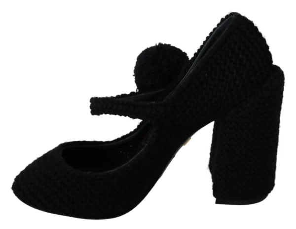 Dolce & Gabbana Women's Chic Black Wool-Knitted Mary Janes Pumps