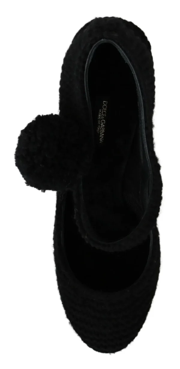 Dolce & Gabbana Women's Chic Black Wool-Knitted Mary Janes Pumps