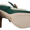 Dolce & Gabbana Women's Chic Green Suede Mary Janes with Shearling Trim