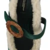 Dolce & Gabbana Women's Chic Green Suede Mary Janes with Shearling Trim