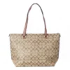 COACH Women's Signature Coated Canvas and Leather Gallery Tote Handbag