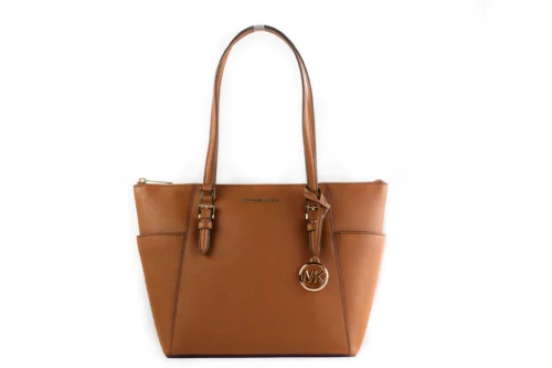 Michael Kors Women's Charlotte Signature Leather Large Top Zip Tote Handbag Bag