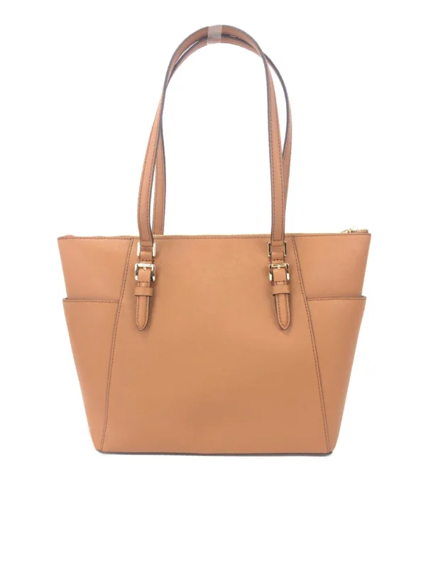 Michael Kors Women's Charlotte Signature Leather Large Top Zip Tote Handbag Bag