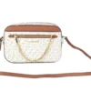 Michael Kors Women's Jet Set Item Large East West Signature Leather Zip Chain Crossbody Handbag