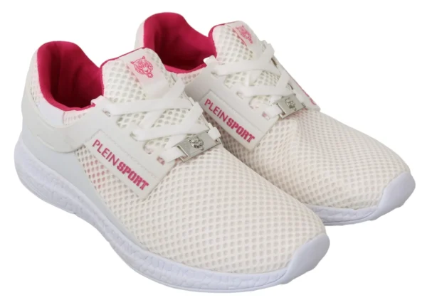 Philipp Plein Women's Chic White Becky Sneakers with Pink Accents