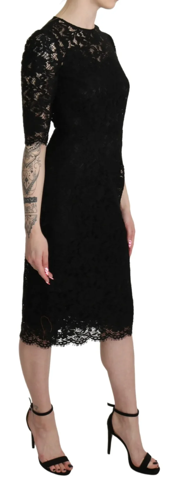 Dolce & Gabbana Women's Elegant Black Lace Sheath Knee-Length Dress