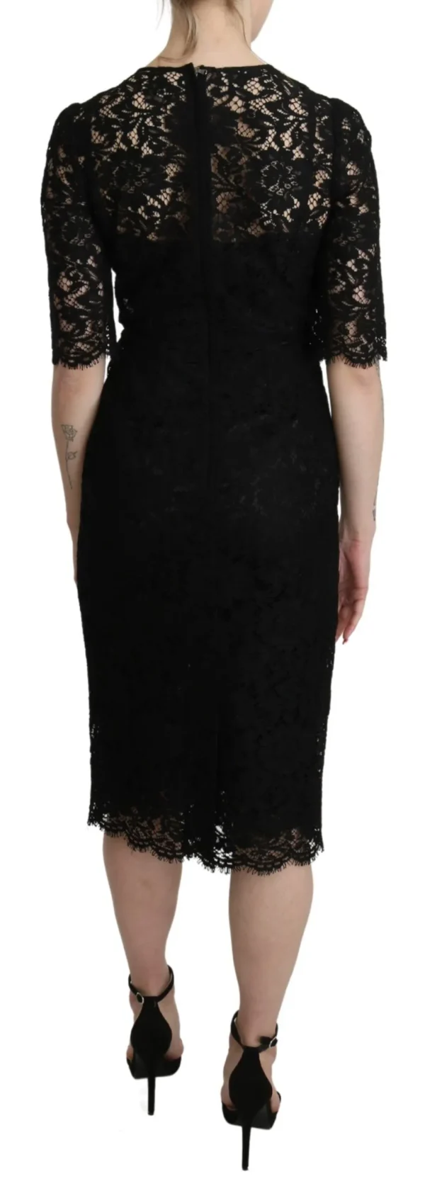 Dolce & Gabbana Women's Elegant Black Lace Sheath Knee-Length Dress