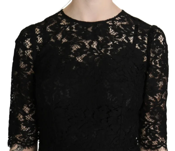 Dolce & Gabbana Women's Elegant Black Lace Sheath Knee-Length Dress