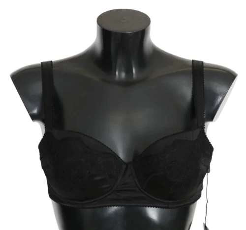 Dolce & Gabbana Women's Elegant Black Lace Silk Bra