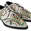 Dolce & Gabbana Women's Elegant White Suede Dress Flats with Crystals