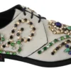 Dolce & Gabbana Women's Elegant White Suede Dress Flats with Crystals