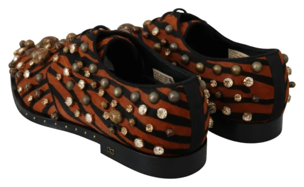 Dolce & Gabbana Women's Tiger Pattern Crystal Embellished Flats