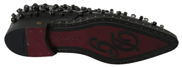 Dolce & Gabbana Women's Elegant Black Crystal Leather Dress Shoes