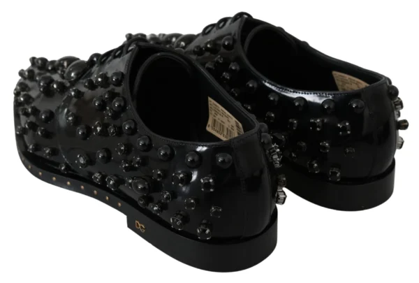 Dolce & Gabbana Women's Elegant Black Crystal Leather Dress Shoes