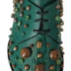 Dolce & Gabbana Women's Emerald Leather Dress Shoes with Crystal Accents