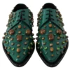 Dolce & Gabbana Women's Emerald Leather Dress Shoes with Crystal Accents