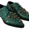 Dolce & Gabbana Women's Emerald Leather Dress Shoes with Crystal Accents
