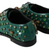 Dolce & Gabbana Women's Emerald Leather Dress Shoes with Crystal Accents