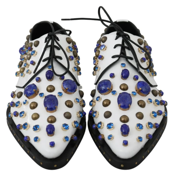 Dolce & Gabbana Women's Elegant White Leather Dress Shoes With Crystals