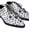 Dolce & Gabbana Women's Elegant White Leather Dress Shoes With Crystals