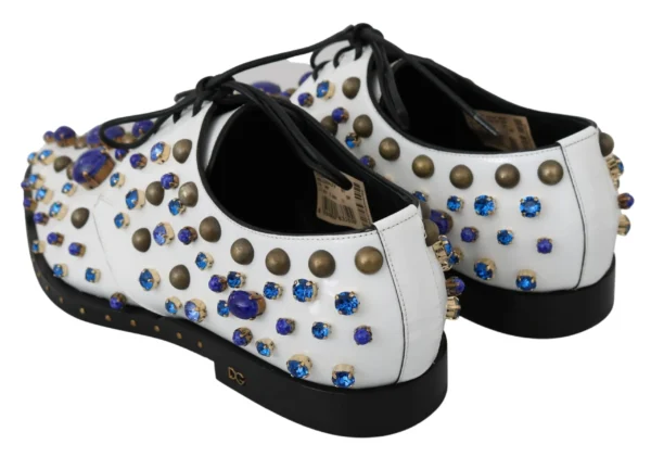 Dolce & Gabbana Women's Elegant White Leather Dress Shoes With Crystals