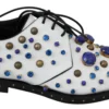 Dolce & Gabbana Women's Elegant White Leather Dress Shoes With Crystals