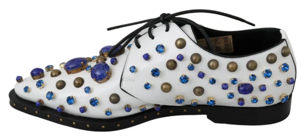 Dolce & Gabbana Women's Elegant White Leather Dress Shoes With Crystals