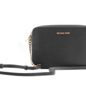 Michael Kors Women's Jet Set Large East West Saffiano Leather Crossbody Bag Handbag [Brown Signature]