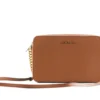 Michael Kors Women's Jet Set Large East West Saffiano Leather Crossbody Bag Handbag (Luggage Solid/Gold)