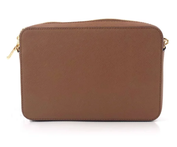 Michael Kors Women's Jet Set Large East West Saffiano Leather Crossbody Bag Handbag (Luggage Solid/Gold)