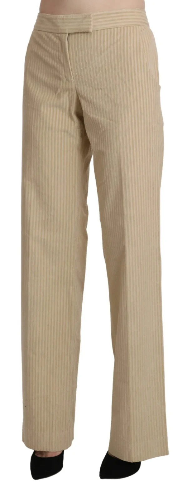 Ermanno Scervino Women's Chic Beige High-Waist Wide Leg Pants