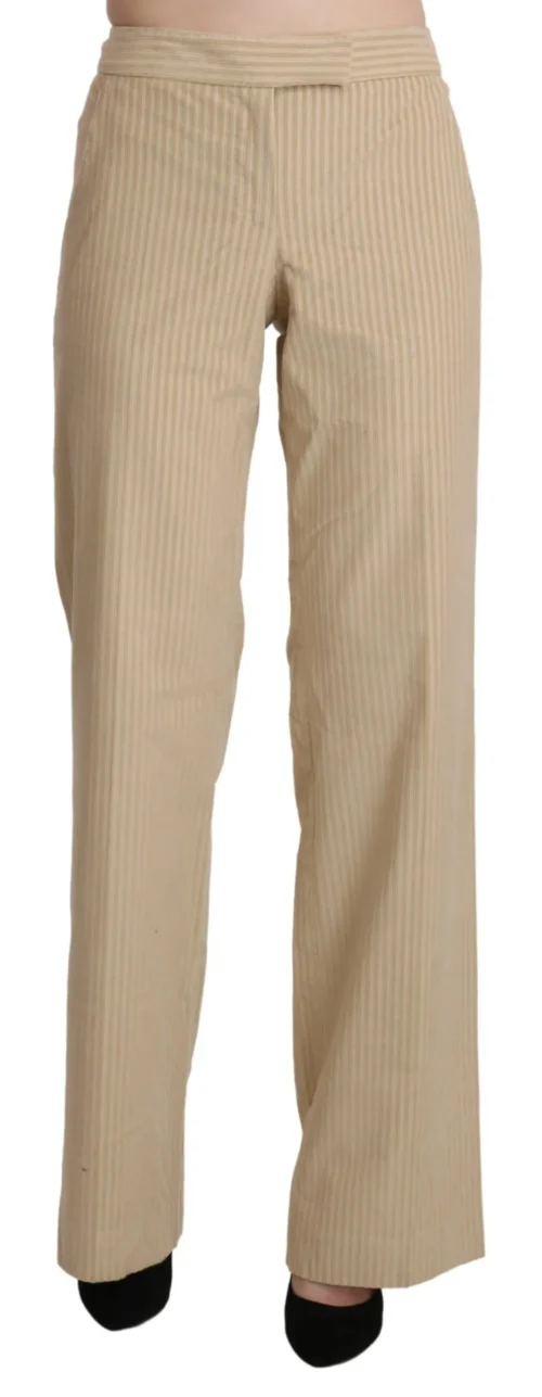 Ermanno Scervino Women's Chic Beige High-Waist Wide Leg Pants