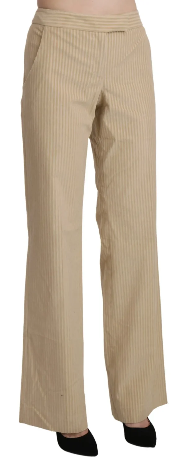 Ermanno Scervino Women's Chic Beige High-Waist Wide Leg Pants