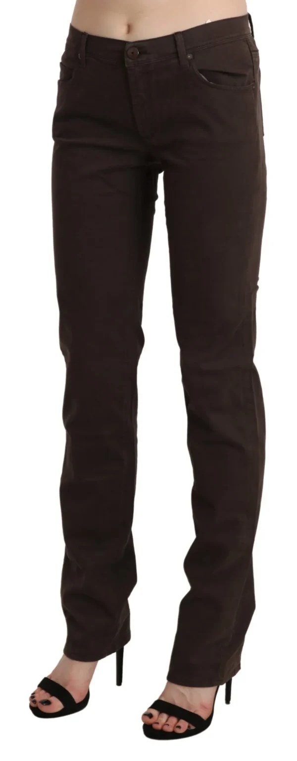 Ermanno Scervino Women's Chic Brown Mid Waist Skinny Trousers