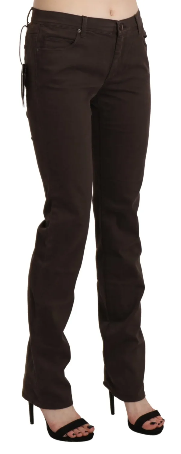 Ermanno Scervino Women's Chic Brown Mid Waist Skinny Trousers