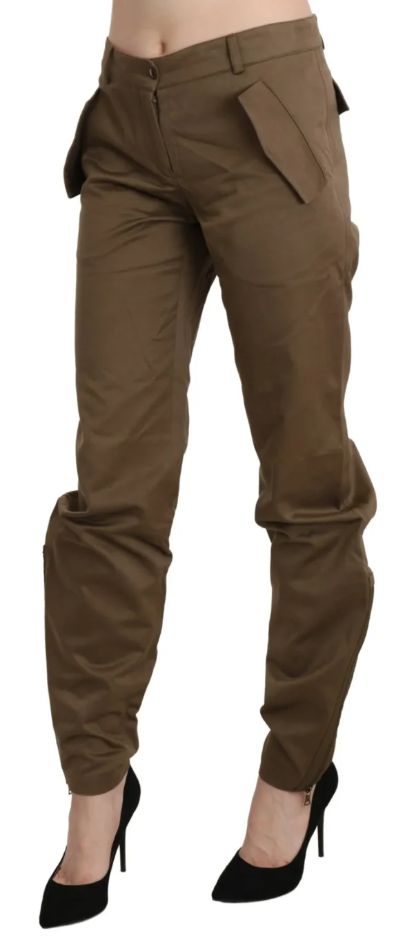 Ermanno Scervino Women's Chic Brown Mid Waist Straight Trousers