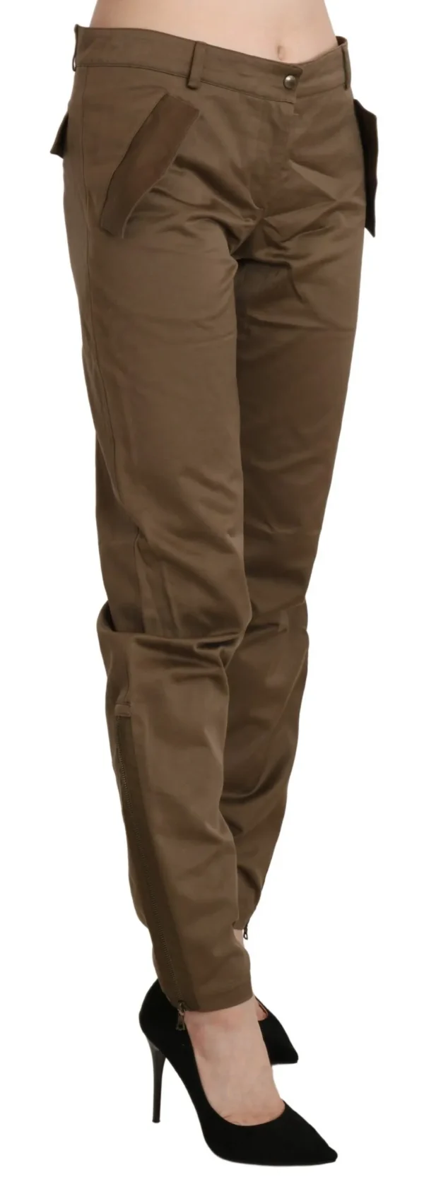 Ermanno Scervino Women's Chic Brown Mid Waist Straight Trousers