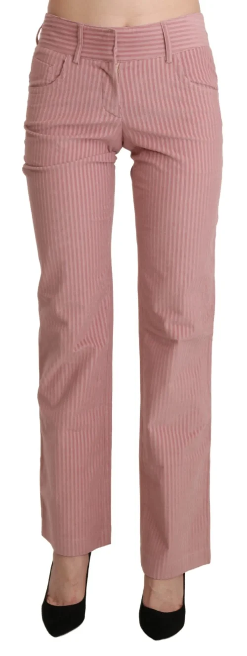 Ermanno Scervino Women's Chic Pink Mid Waist Straight Trousers