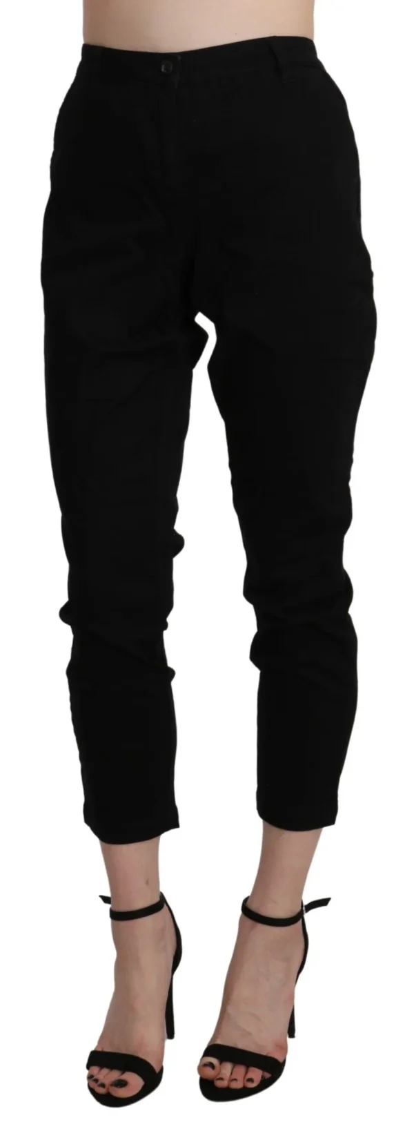 Acht Women's Chic High Waist Cropped Black Jeans